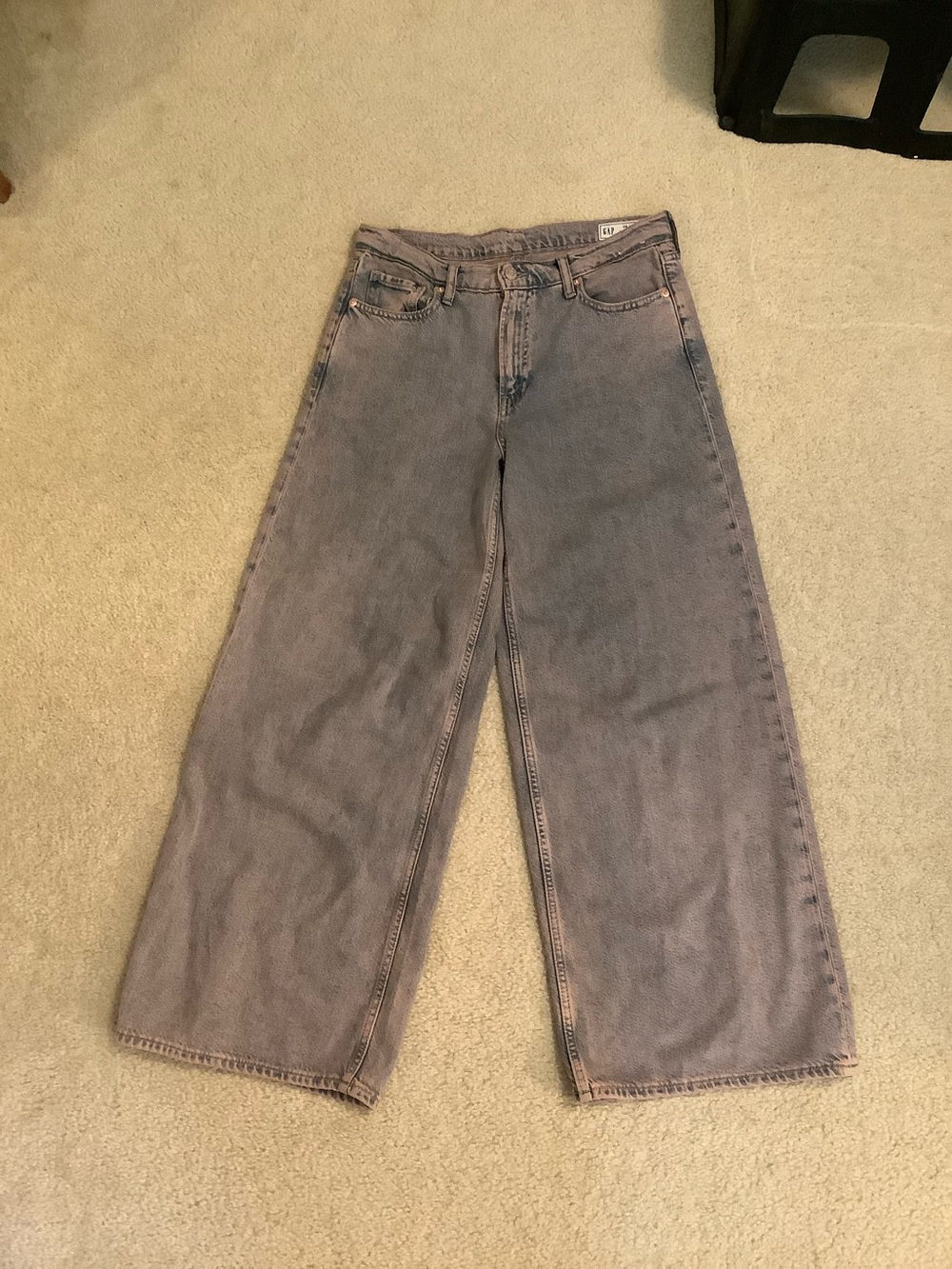 Gap Baggy Wide Leg 90’s Mid Rise Ultra Soft Denim Jeans Pinkish Blue Wash 28/6